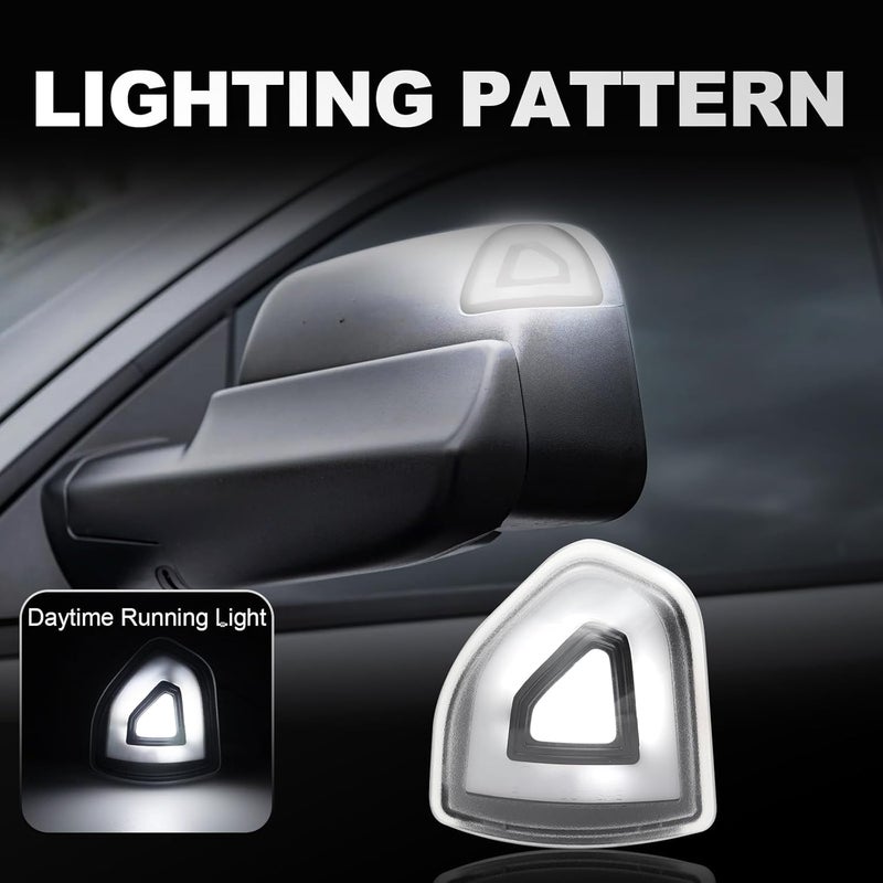 Aexploer Side Tow Mirror Turn Signal Lights LED Compatible with Ram 1500 2021-2023/for Ram 1500 Classic 2022 2023/for Ram 2500 3500 19-22 Amber Blink Turn Marker White LED Position Lights (Clear Len) - Image 3